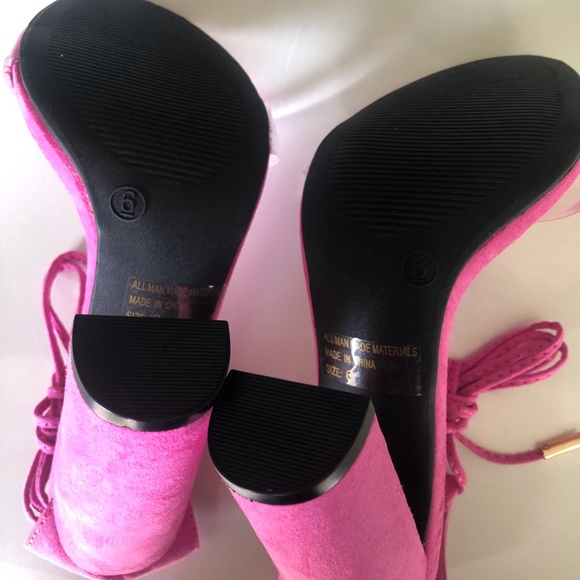New Fashion Nova pink suede sandals - Picture 4 of 5